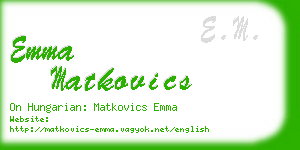 emma matkovics business card